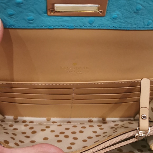 New Kate Spade Wellesly Ostrich Cyndy Long Wallet - Picture 8 of 11